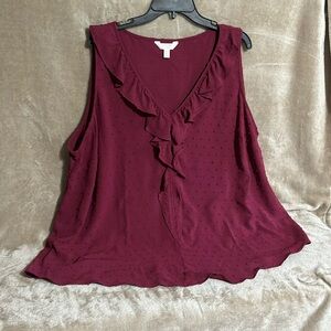 Lauren Conrad sleeveless top. Polyester. Burgundy. 2X